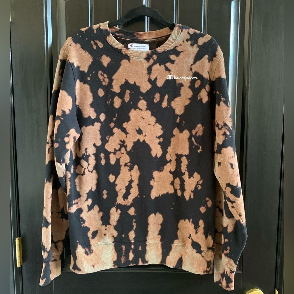 Champion Mens Bleach Dyed Crewneck Sweatshirt | Small